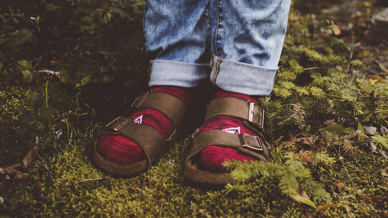red-blue-marl-atacama-low-cut-eco-socks-in-birkenstocks