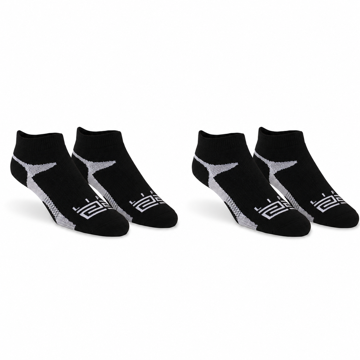 Golf & Tennis: Merino Wool Athletic Peds - Black & White 2 Pair (4 Socks)