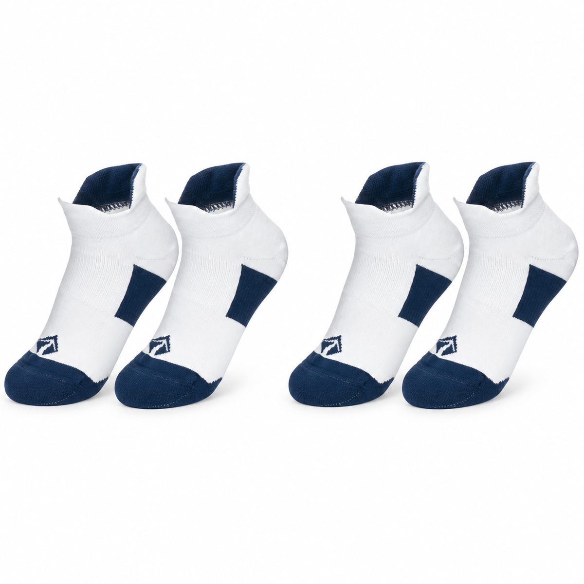 Tech-Lite Performance Sock - White with Navy Blue Logo- 2 Pair (4 Socks)