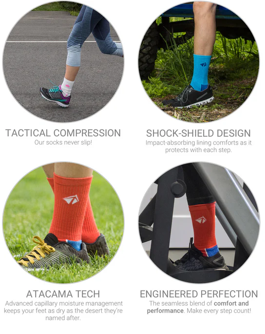 Atacama Performance Crew Sock - "Old Glory" 2 Pair (4 Socks)