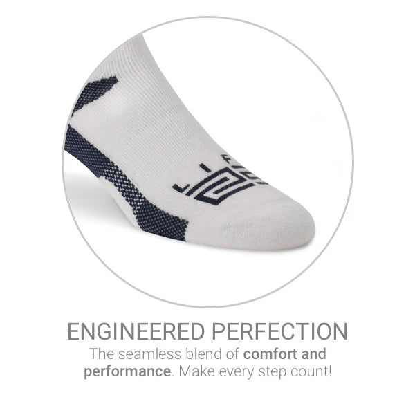 Golf & Tennis: Merino Wool Athletic Peds  -White & Navy 2 Pair (4 Socks)