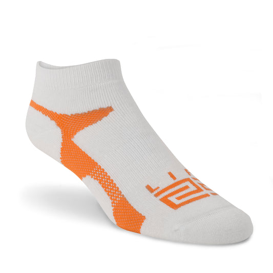 Golf & Tennis: Merino Wool Athletic Peds  -White & Orange 2 Pair (4 Socks)