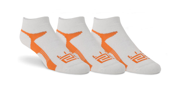 Merino Wool Athletic Peds  - 3-pack White & Orange